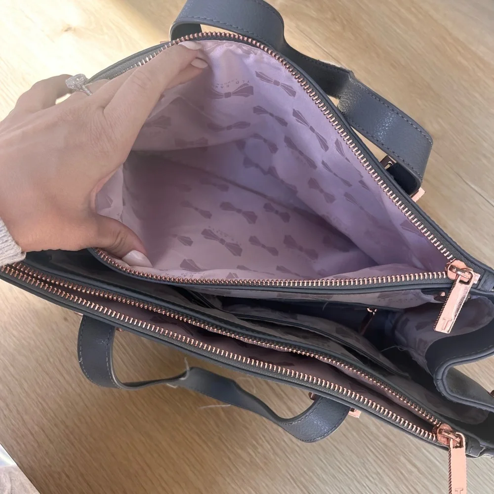 Ted Baker Charcoal Briefcase Bag with Rose Gold Hardware